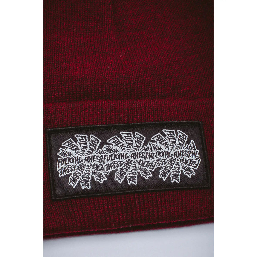 Fucking Awesome Three Spiral Edge Stitch Beanie burgundy Heather