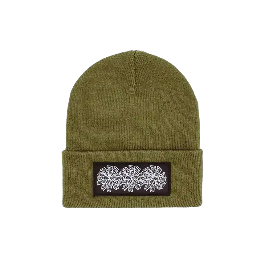 Fucking Awesome Three Spiral Edge Stitch Beanie winter moss