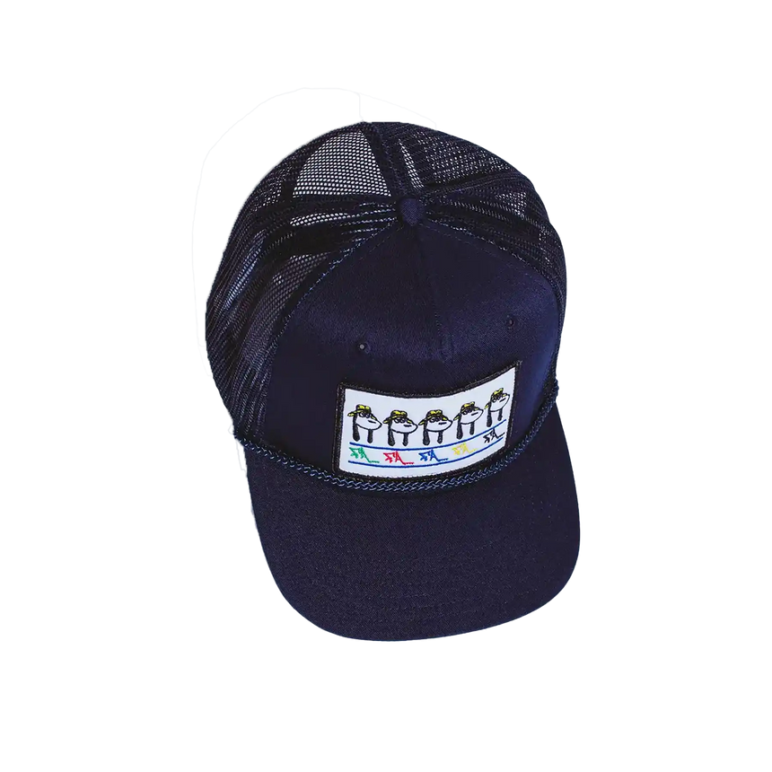 Fucking Awesome Spike Repeat Embroidered 5 Panel Mesh Hat navy blue