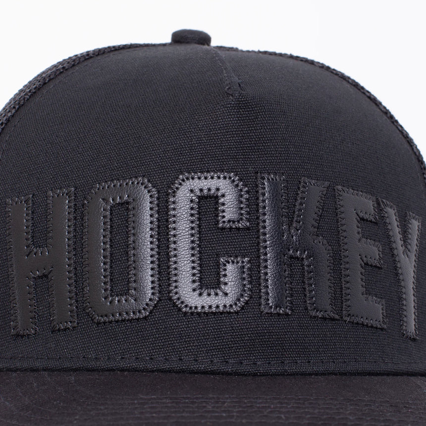 Hockey Truck Stop Hat #3 black close up