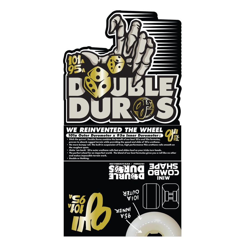 OJ Double Duro 54mm White/Gum 101a/95a Mini Combo Skateboard Wheels (Copy)