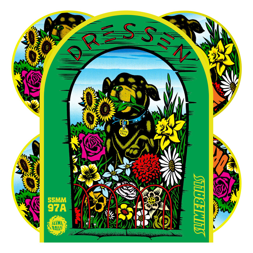 Slime Balls Eric Dressen 55mm Pup Vomit Mini Green Hardline 97a Skateboard Wheels