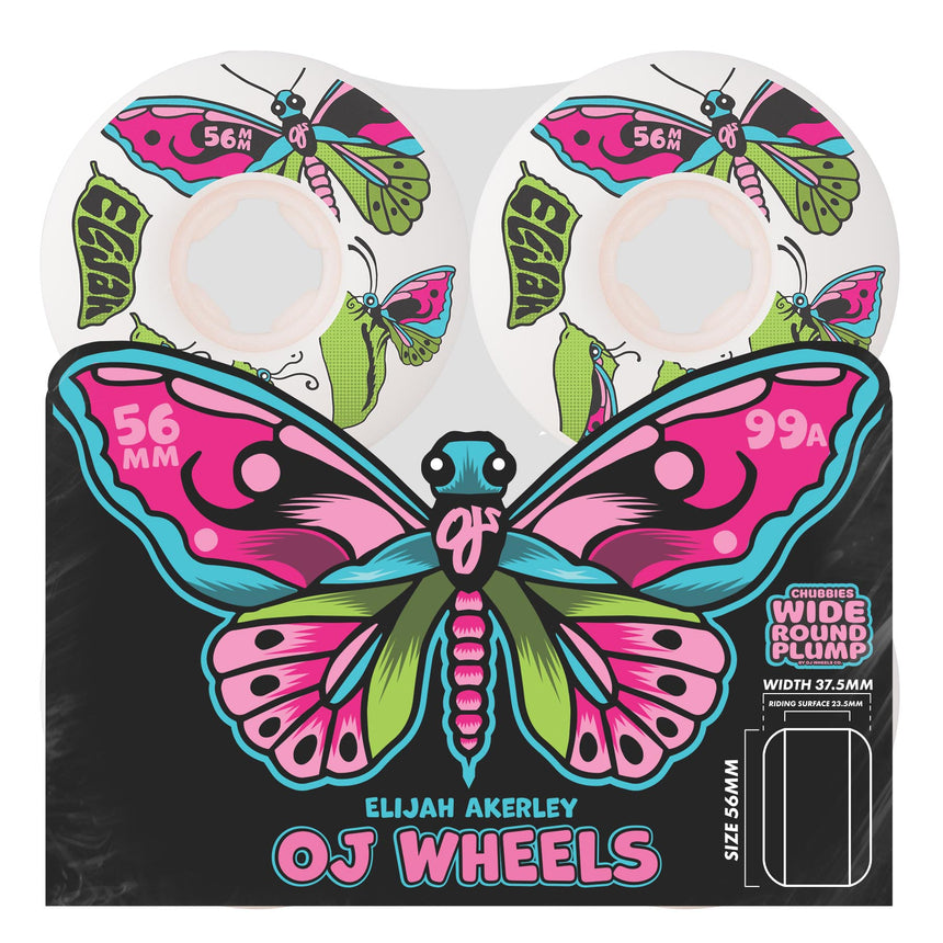 OJ 56mm 99a Elijah Akerley Chrysalis Chubbies White Skateboard Wheels