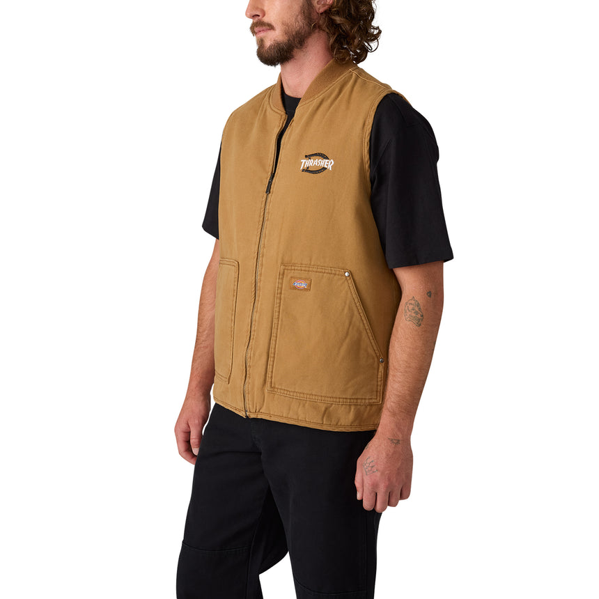 Dickies x Thrasher Flannel Lined Brown Duck Canvas Vest