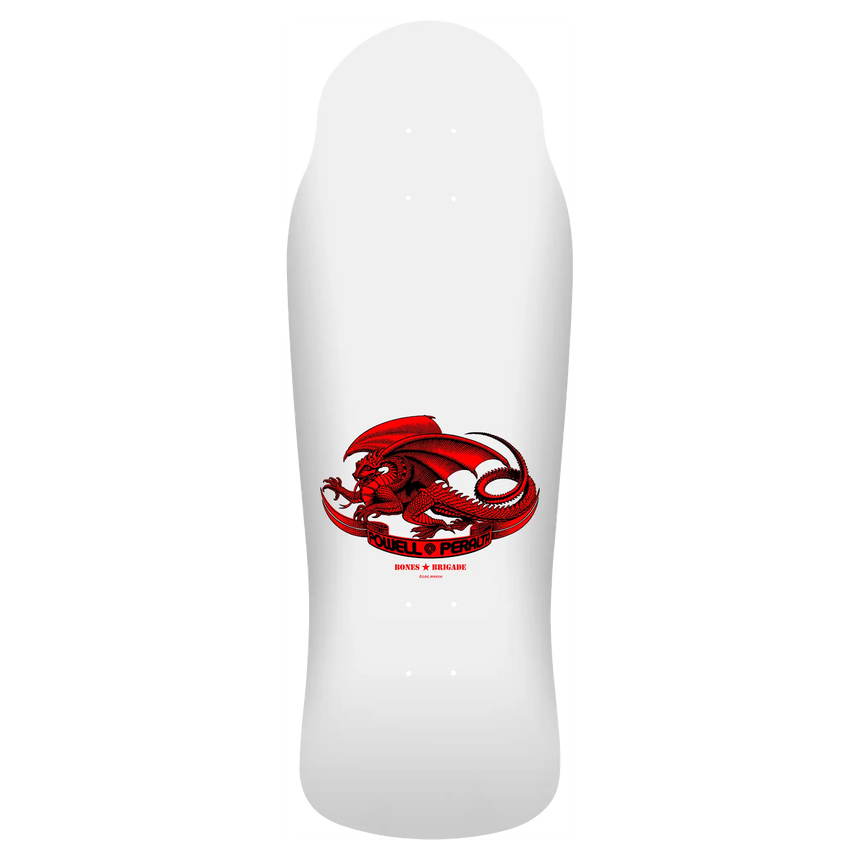 White protective pad with red dragon design on a white background