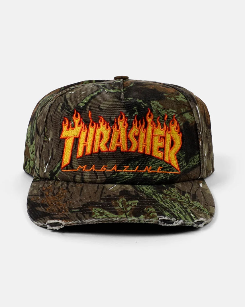 Thrasher Mag Distressed Camo Flame Snapback