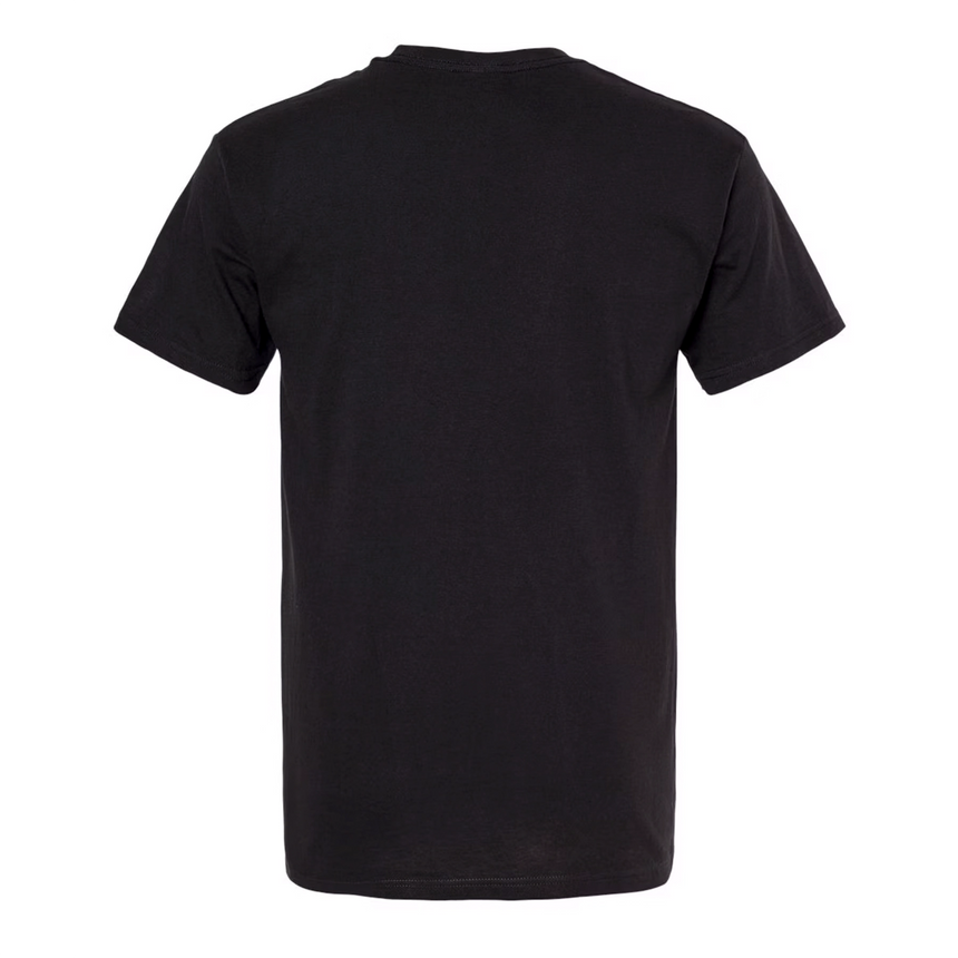Black t-shirt on a white background