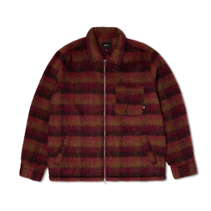 Plaid jacket with a zipper on a white background