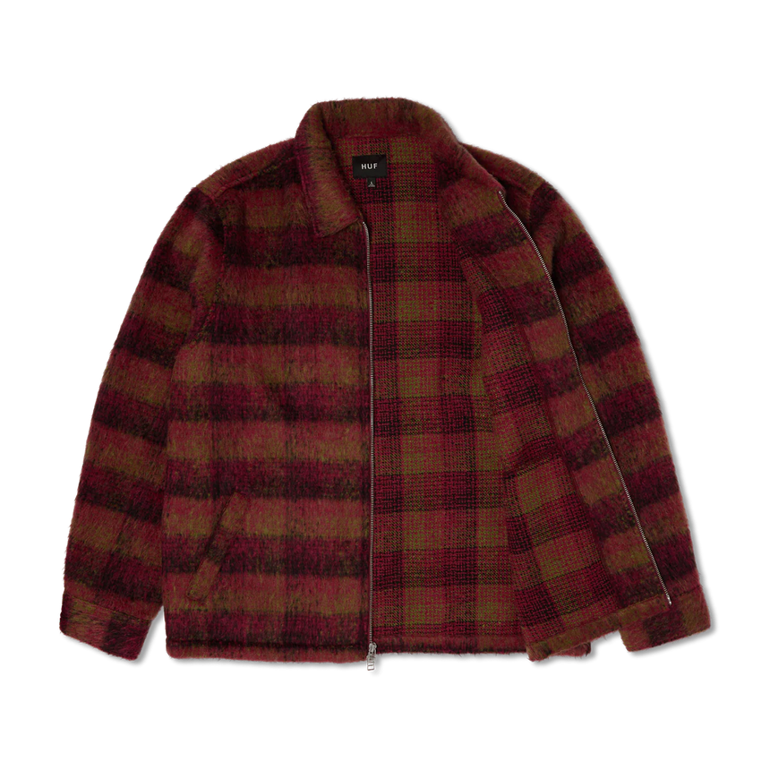 Plaid jacket with a zipper on a white background