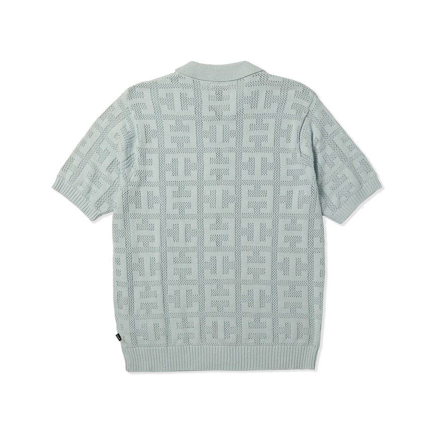 Huf Monogram Jacquard Short Sleeve Open Knit Zip Sweater