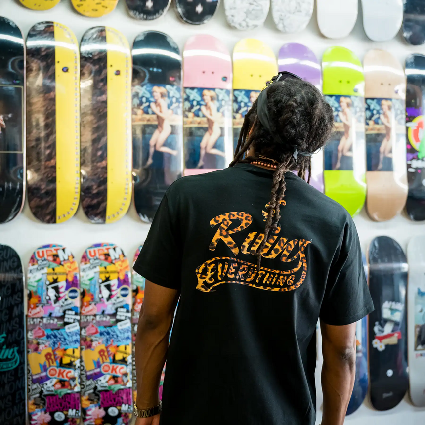 Money Ruins Everything Cheetah Big Logo T-Shirt Black