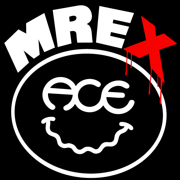 Logo with 'MRE' and 'ACE' text on a black background