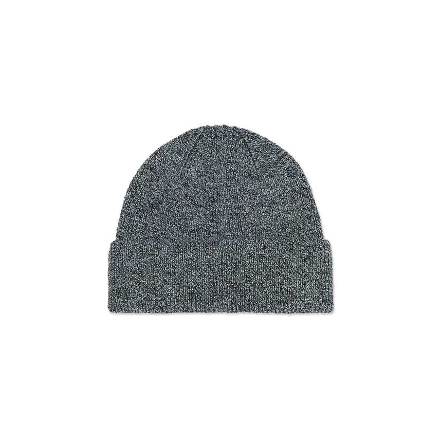 Gray knit beanie on a white background