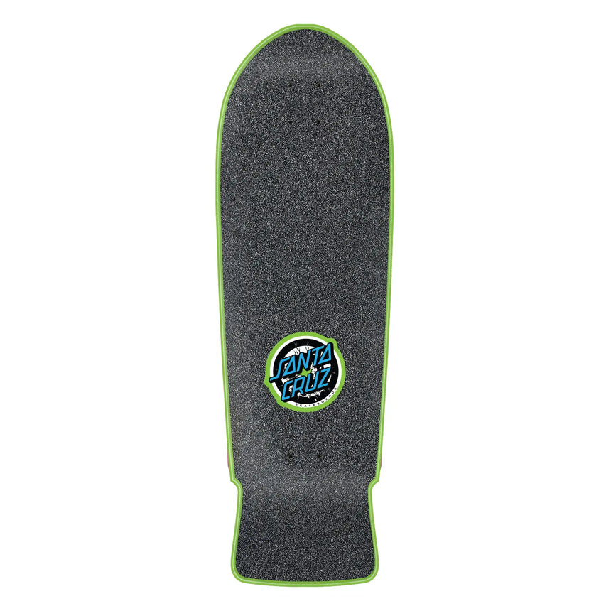 Skateboard deck with a logo on a white background