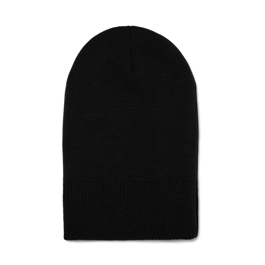 Black beanie hat on a white background
