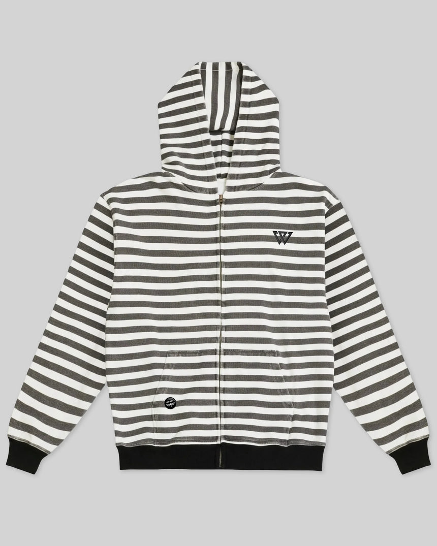 WARSAW Tribute Blk/Wht Striped Zip-Up Hood