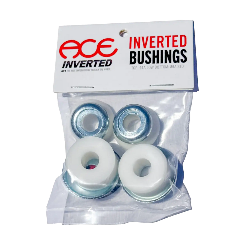 Packaged set of ACE Inverted bushings with clear plastic packaging on a white background