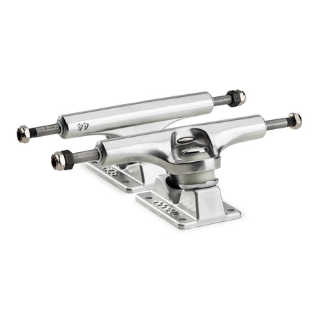 Silver skateboard truck on a white background