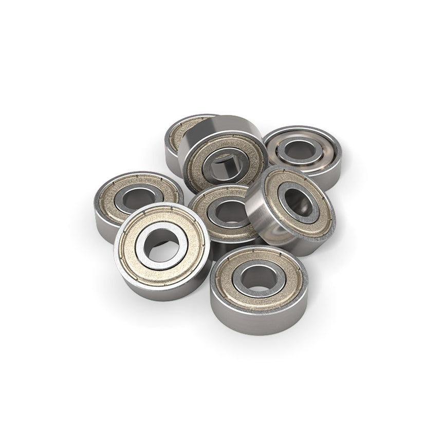 Set of metal bearings on a white background