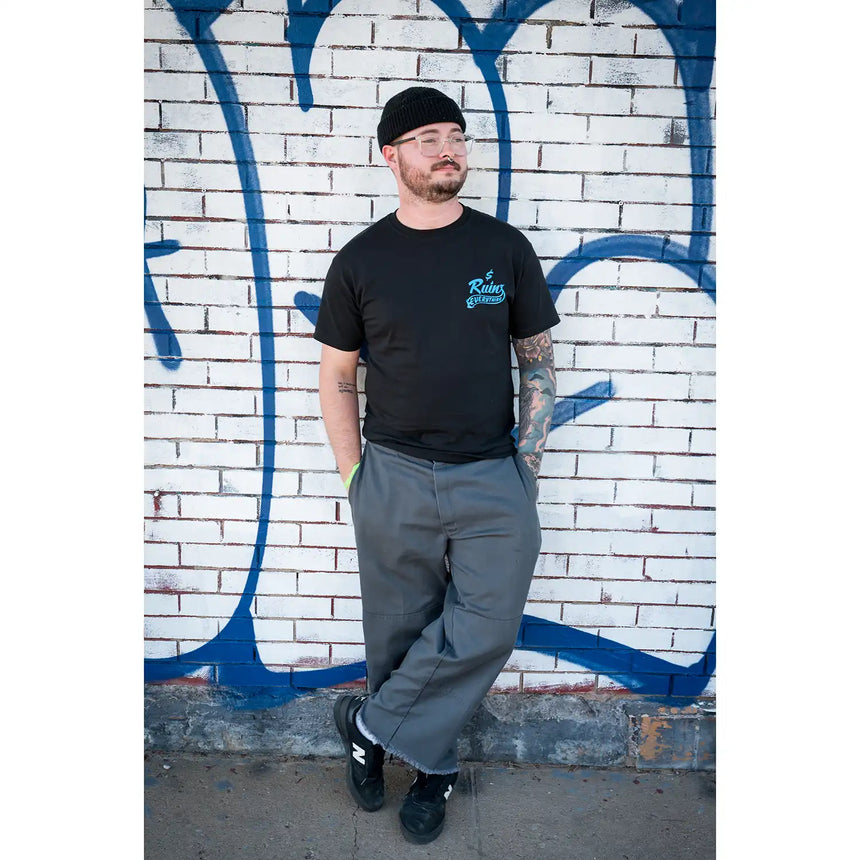 Money Ruins Everything Black / Blue Logo T-Shirt