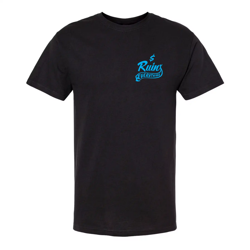 Money Ruins Everything Black / Blue Logo T-Shirt