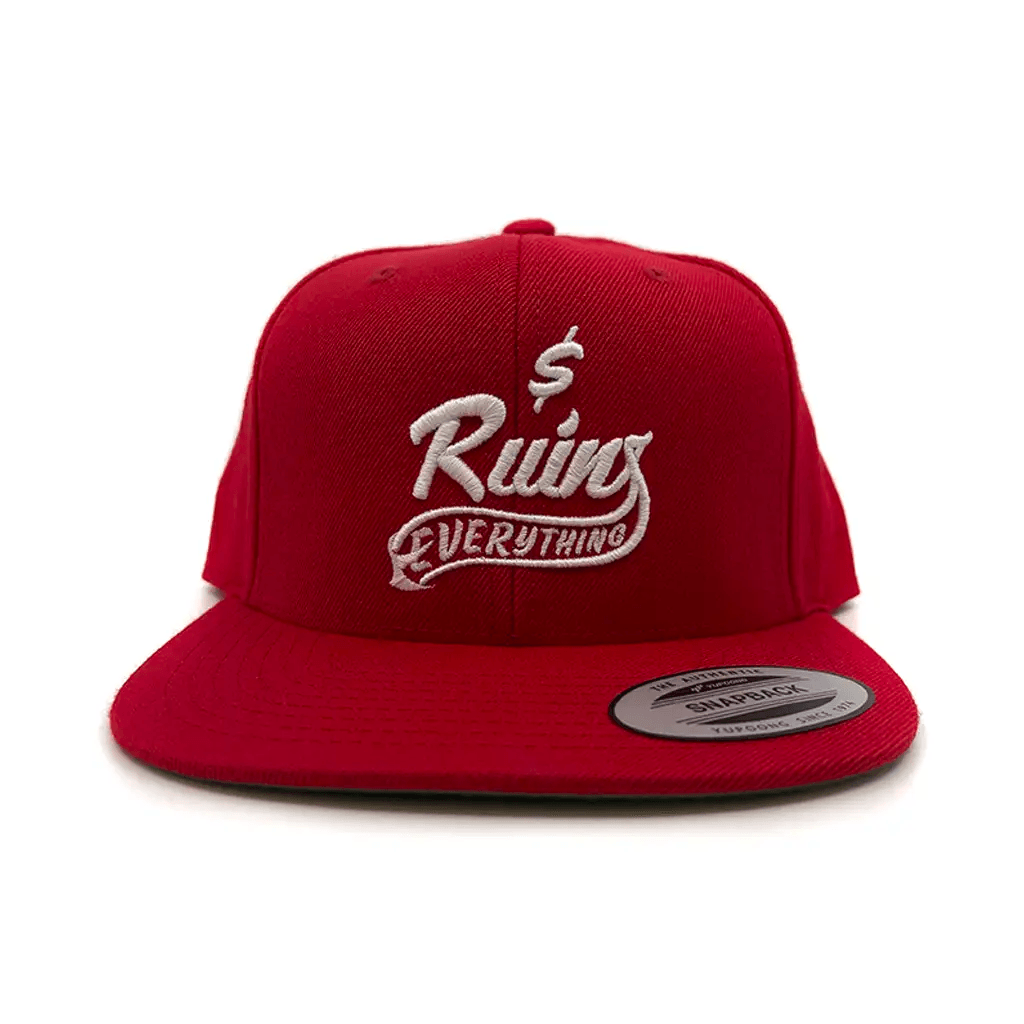 Money Ruins Everything Logo Hat Red 1