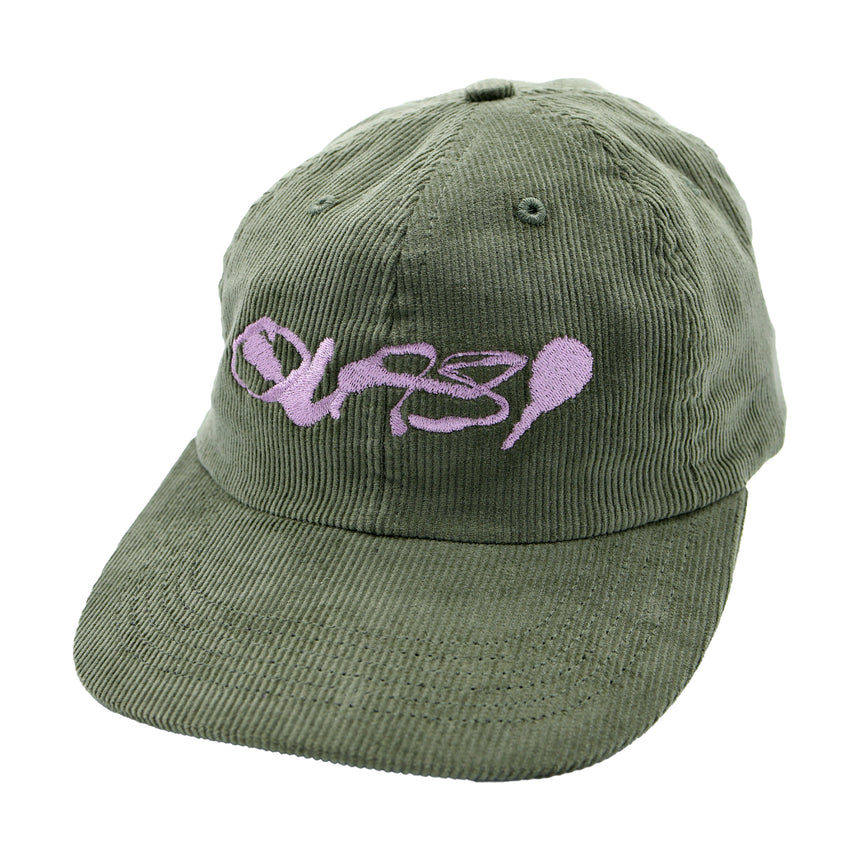 Green cap with purple logo on a white background