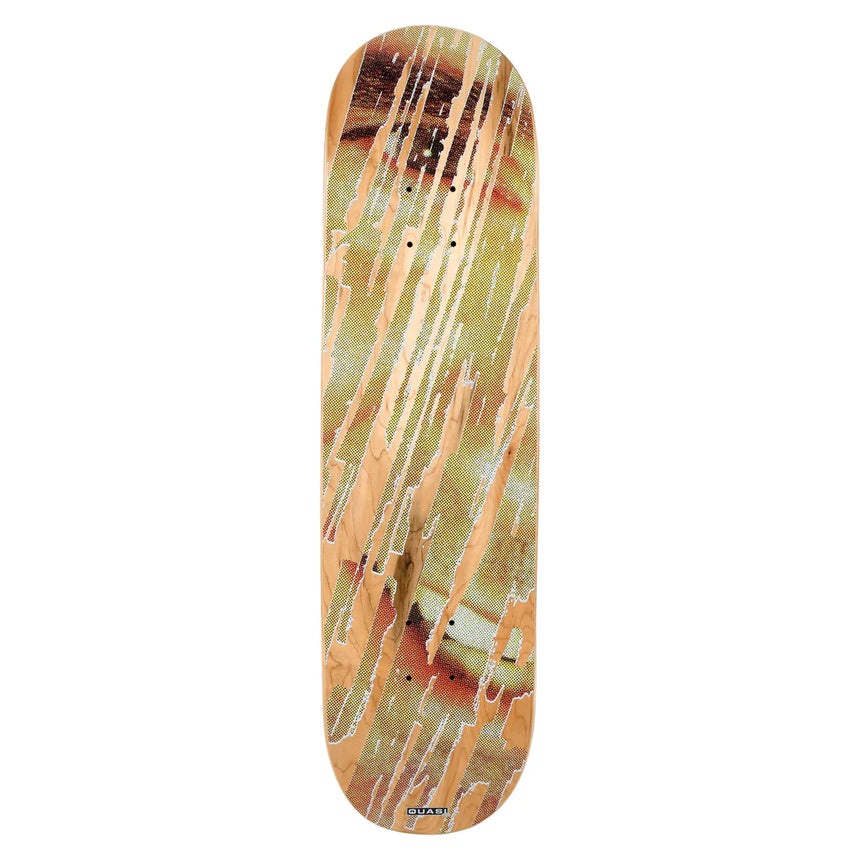 Skateboard deck with abstract design on a white background