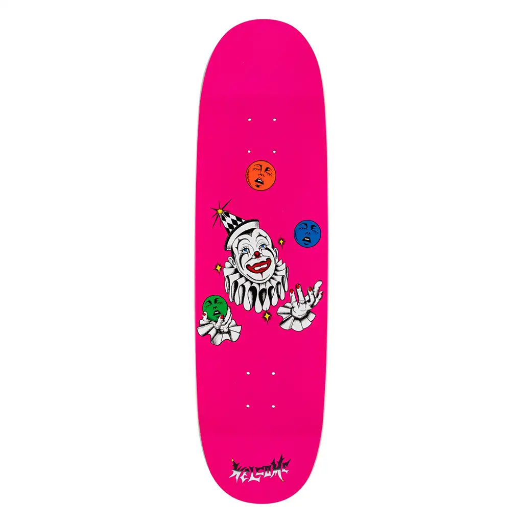 Welcome Juggle on Son of Boline Skateboard Deck Magenta