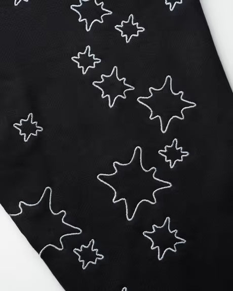 Erased Poject Stars Fitted Zip Up Hoodie - Black
