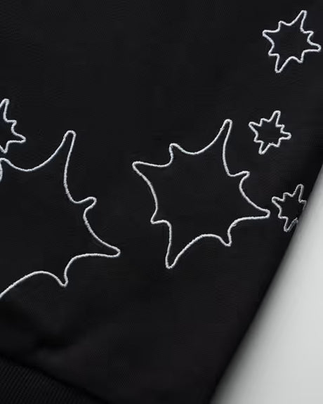 Erased Poject Stars Fitted Zip Up Hoodie - Black