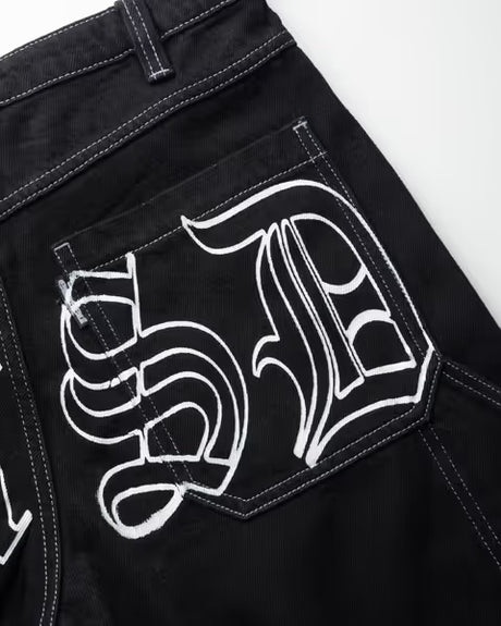 Erased Projects Burning Daisy 8 pocket denim shorts w/ hammer loop