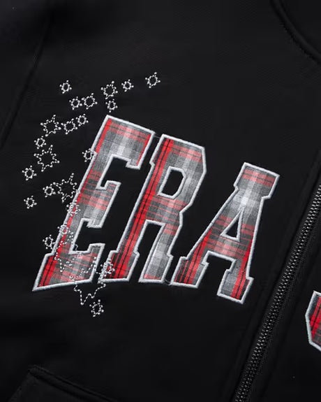 Erased Poject Stars Fitted Zip Up Hoodie - Black
