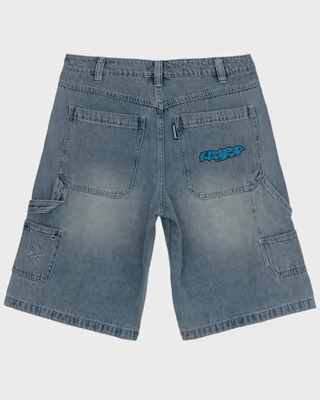 Erased Projects Burning Daisy 8 pocket denim shorts w/ hammer loop