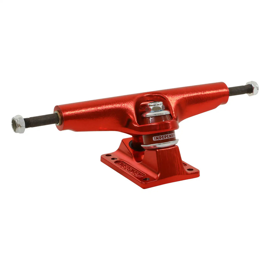 Red skateboard truck with 'Independent' branding on a white background