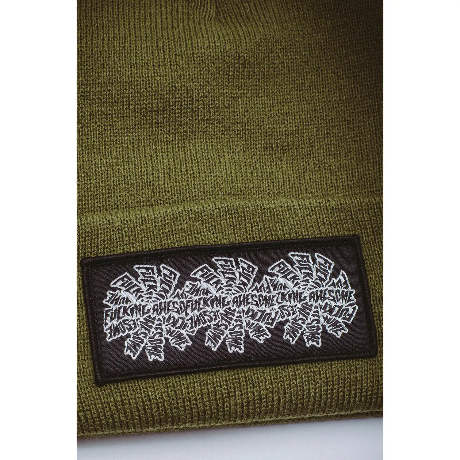 Fucking Awesome Three Spiral Edge Stitch Beanie winter moss