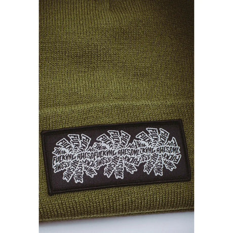 Fucking Awesome Three Spiral Edge Stitch Beanie winter moss