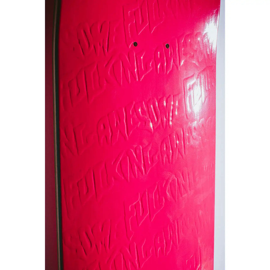 Fucking Awesome Pink Stamp Embossed Skateboard Deck Shape 2