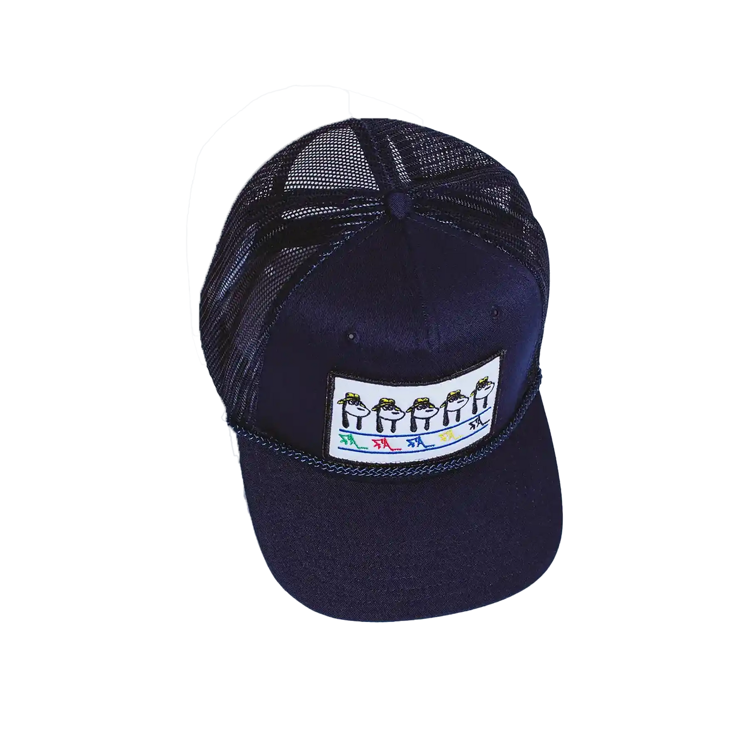 Fucking Awesome Spike Repeat Embroidered 5 Panel Mesh Hat navy blue