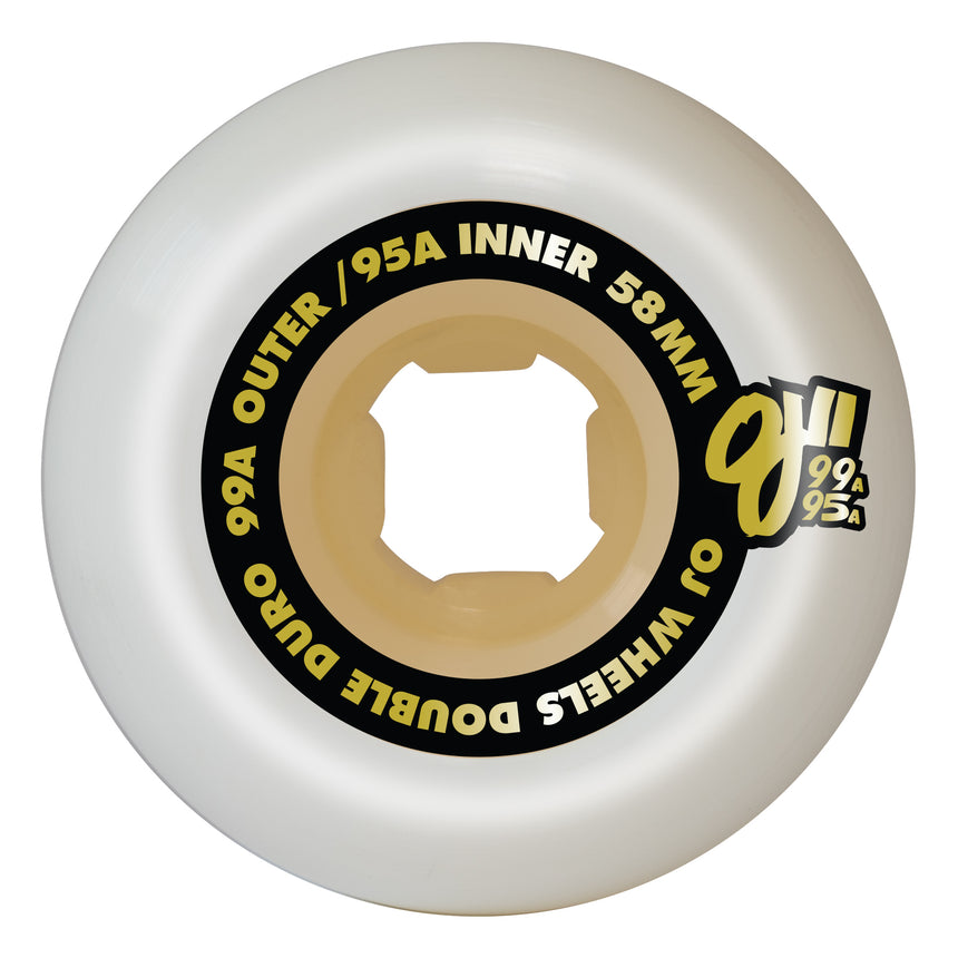 OJ Double Duro 58mm White/Gum 99a/95a Mini Combo Skateboard Wheels