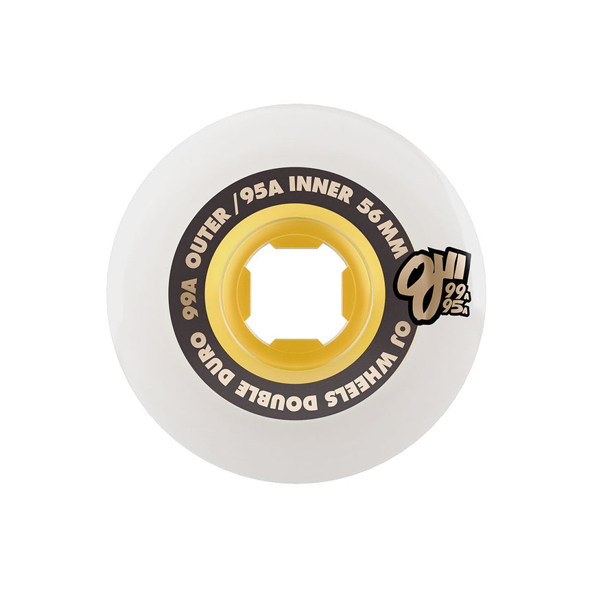 OJ Double Duro 56mm White/Gum 99a/95a Chubbies Skateboard Wheels