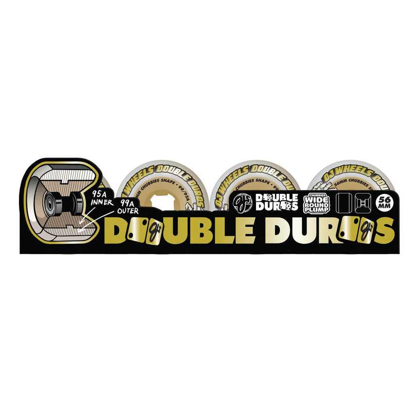 OJ Double Duro 56mm White/Gum 99a/95a Chubbies Skateboard Wheels