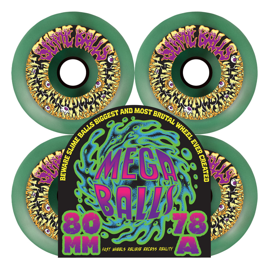 Slime Balls 80mm 78a Mega Balls Green Skateboard Wheels