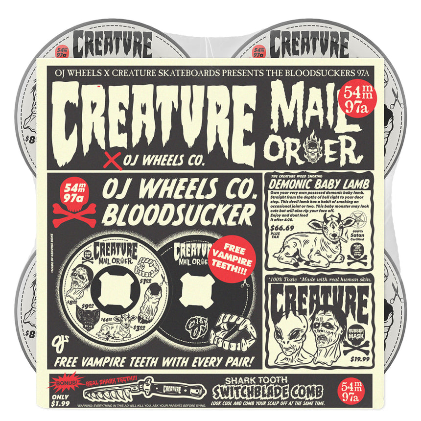 OJ 54mm Creature Mail Order Bloodsuckers Black 97a Skateboard Wheels