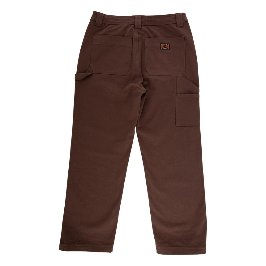 Brown pants with a logo on a white background