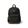 Black backpack with a brand logo on a white background