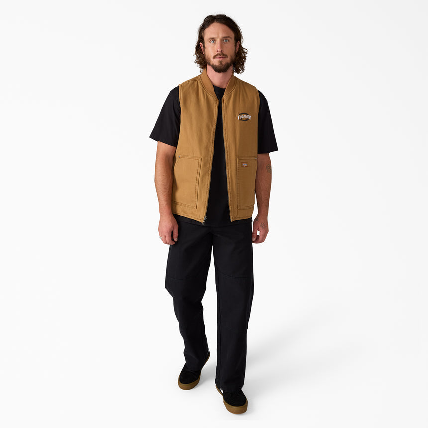 Dickies x Thrasher Flannel Lined Brown Duck Canvas Vest