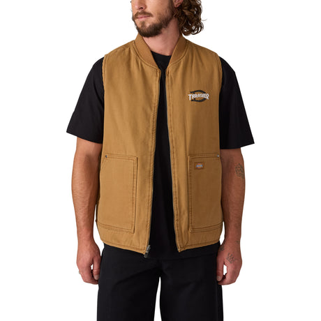 Dickies x Thrasher Flannel Lined Brown Duck Canvas Vest