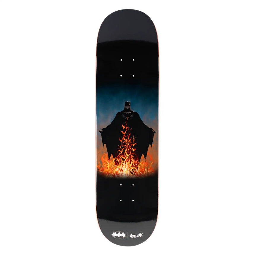 Welcome x Batman Bat Flames 8.5" Skateboard Deck - Black