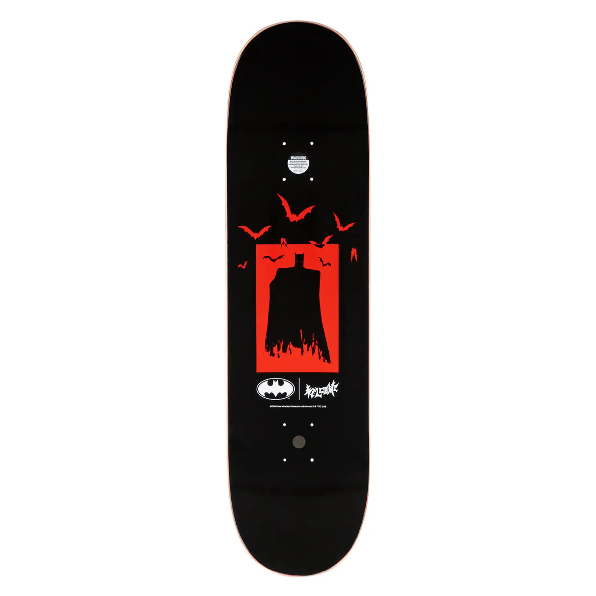 Welcome x Batman Bat Flames 8.5" Skateboard Deck - Black